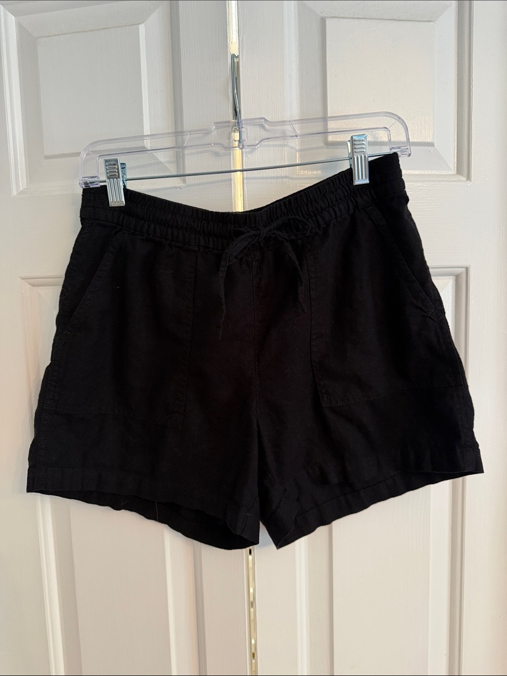 J. Crew Black Drawstring Linen Blend Shorts